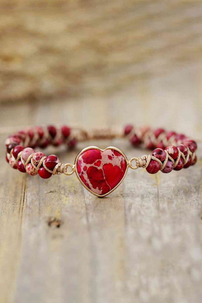 Handgefertigtes Armband mit Naturstein in Herzform