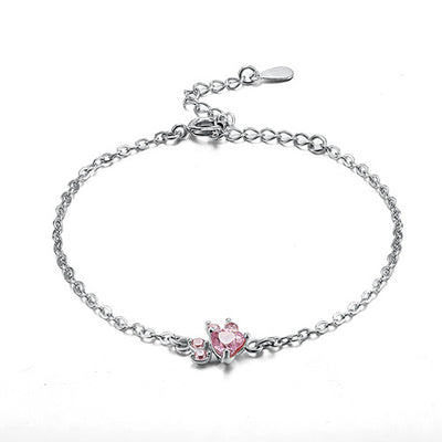 Pfoten Schmuck-Set für Frauen – 4-teilig | Roségold mit Zirkonia-Herz – Ring, Kette, Ohrringe & Armband