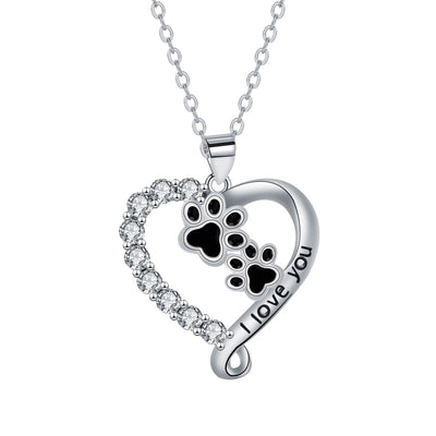 Herzensfreund Pfoten-Kette in Silber-Schwarz