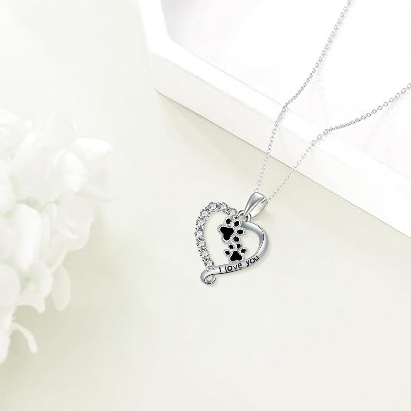 Herzensfreund Pfoten-Kette in Silber-Schwarz