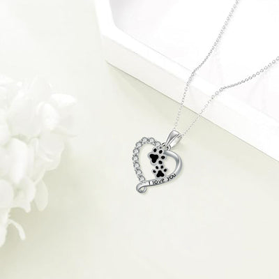 Herzensfreund Pfoten-Kette in Silber-Schwarz