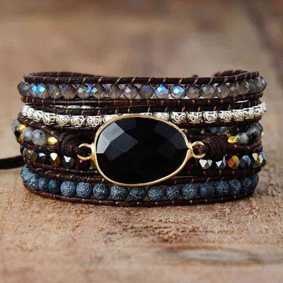 Armband mit Achatperlen und Natursteinen