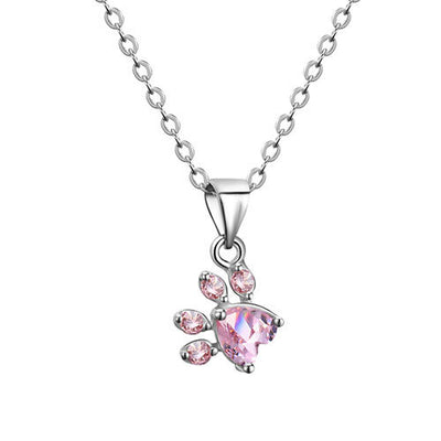 Pfoten Schmuck-Set für Frauen – 4-teilig | Roségold mit Zirkonia-Herz – Ring, Kette, Ohrringe & Armband