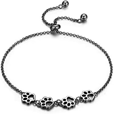 Sterling Silber Hund Pfotenabdruck Armband – Verstellbares Armband