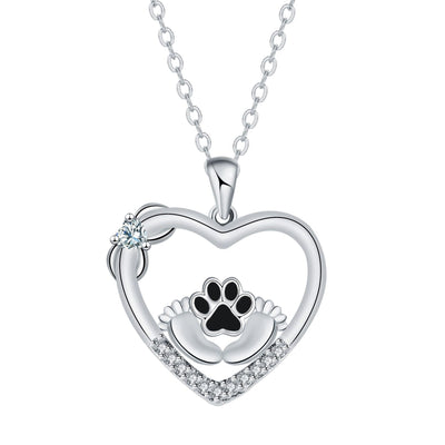 Herzliche Pfoten-Kette mit Zirkonia - Treue Begleiter