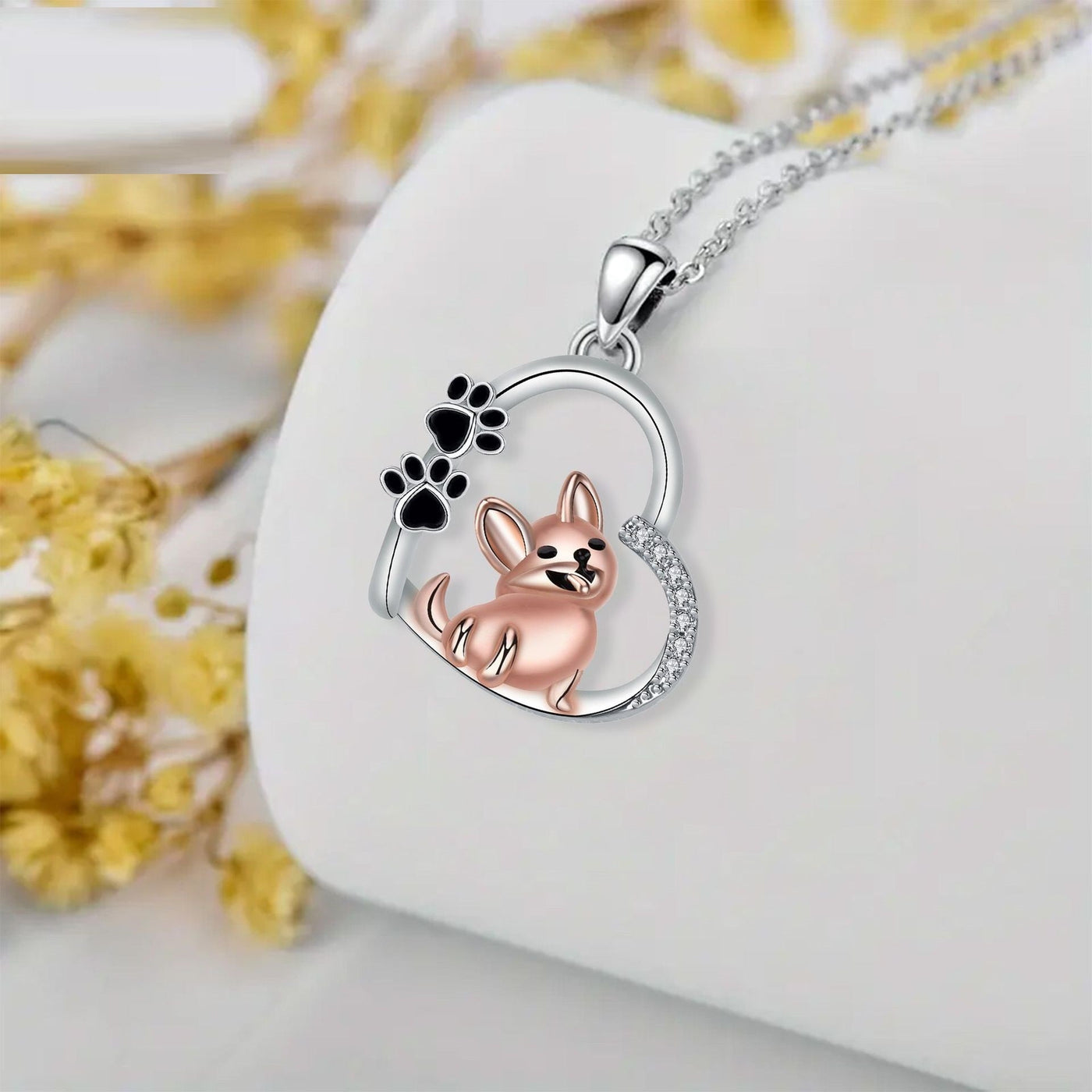 Herzensfreund Hundekette in Roségold