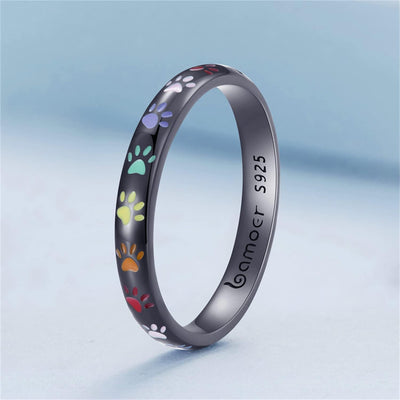 Pfotenabdruck Ring aus S925 Sterling Silber