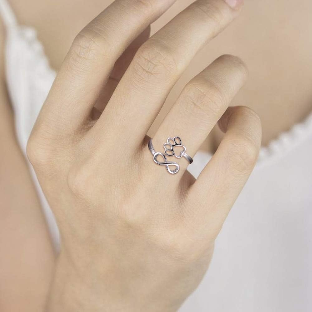 Handgefertigter Pfotenabdruck Herz 925 Sterling Silber Verstellbarer Ring