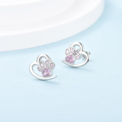 Ohrringe mit Pfoten & Herz – Tierliebhaber Schmuck