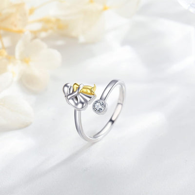 Verstellbarer Hundering aus 925er Silber – Handgefertigter Ring für Damen