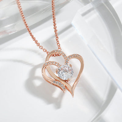Doppel-Herz Halskette mit Zirkonia – Verstellbare Damenkette