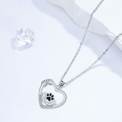 Herzliche Pfoten-Kette mit Zirkonia - Treue Begleiter