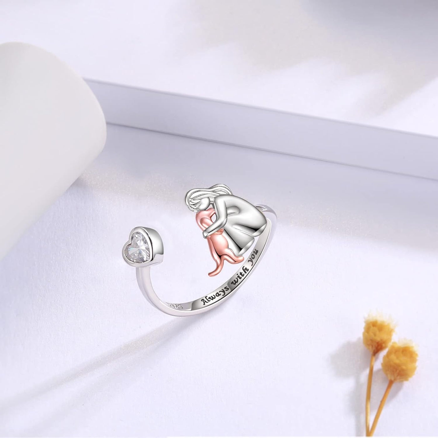Hundering aus 925er Silber und weißem Zirkonia – Verstellbarer Ring