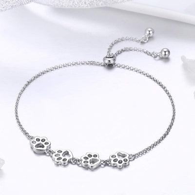 Sterling Silber Hund Pfotenabdruck Armband – Verstellbares Armband