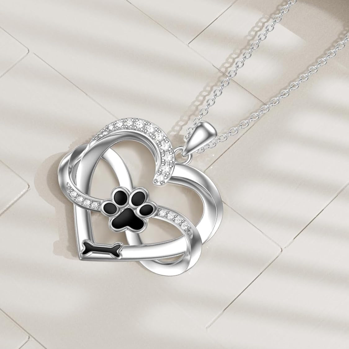 Infinity-Halskette mit Herz & Pfote aus 925er Silber – Symbolischer Tierschmuck
