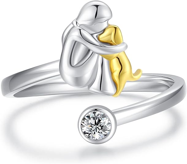 Verstellbarer Hundering aus 925er Silber – Handgefertigter Ring für Damen