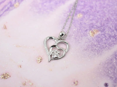 Pfoten Halskette für Damen – Sterling Silber Herzanhänger mit Pfotenabdruck und Zirkonia