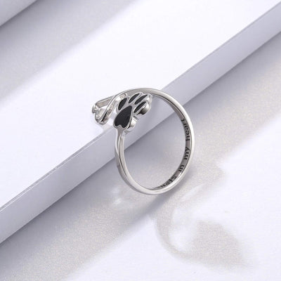 Handgefertigter Pfotenabdruck Herz 925 Sterling Silber Verstellbarer Ring