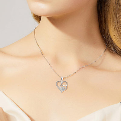 Pfoten Halskette für Damen – Sterling Silber Herzanhänger mit Pfotenabdruck und Zirkonia