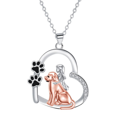 Treue Begleiterin Herzkette - Hund & Frauchen