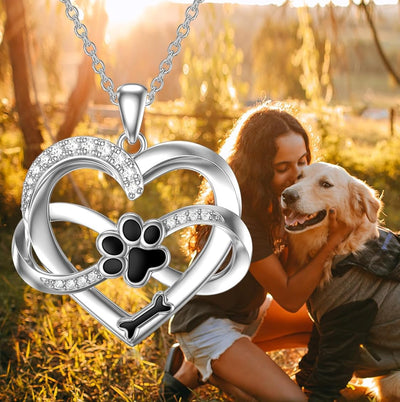 Infinity-Halskette mit Herz & Pfote aus 925er Silber – Symbolischer Tierschmuck