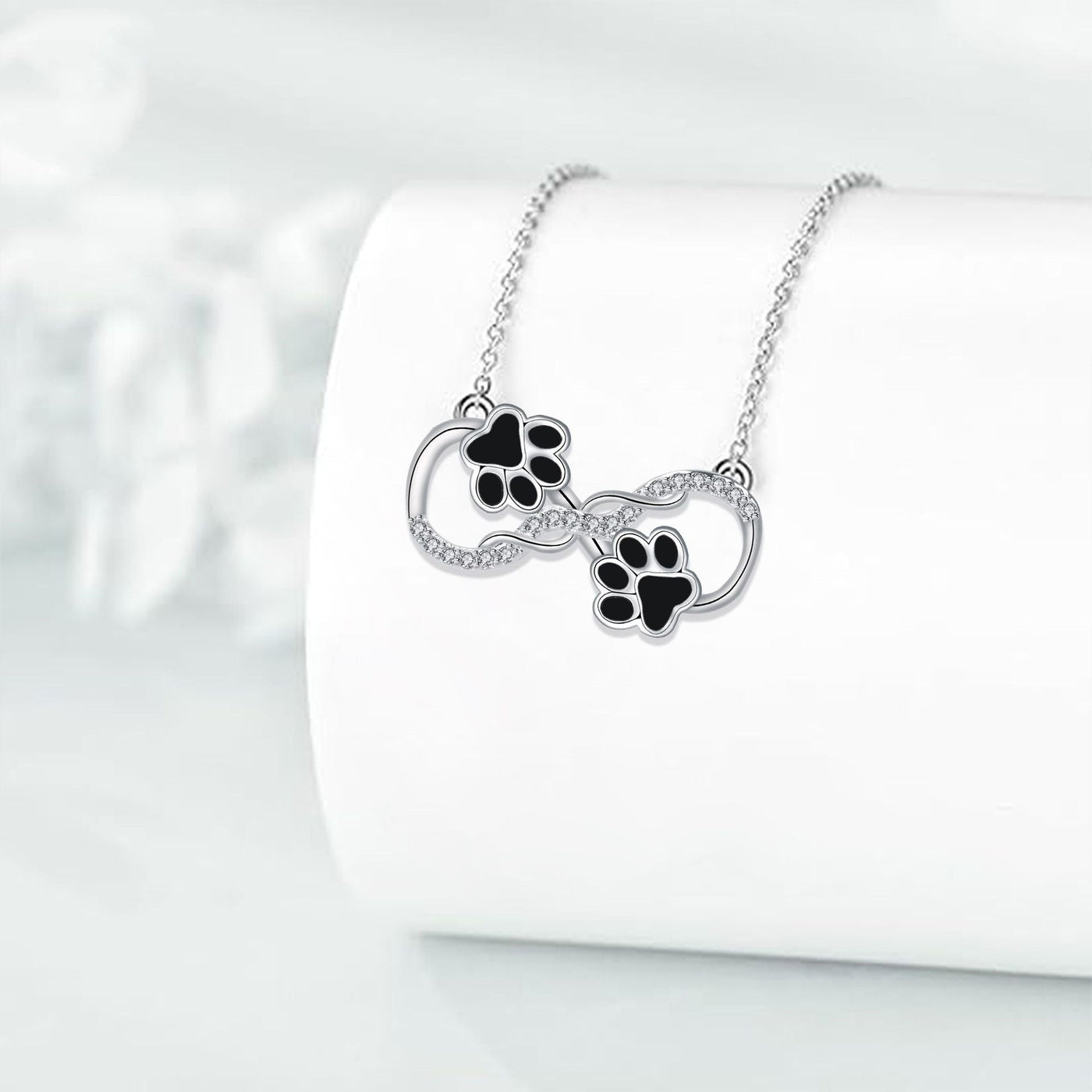 Unendliche Liebe - Hundepfoten Kette mit Zirkonia