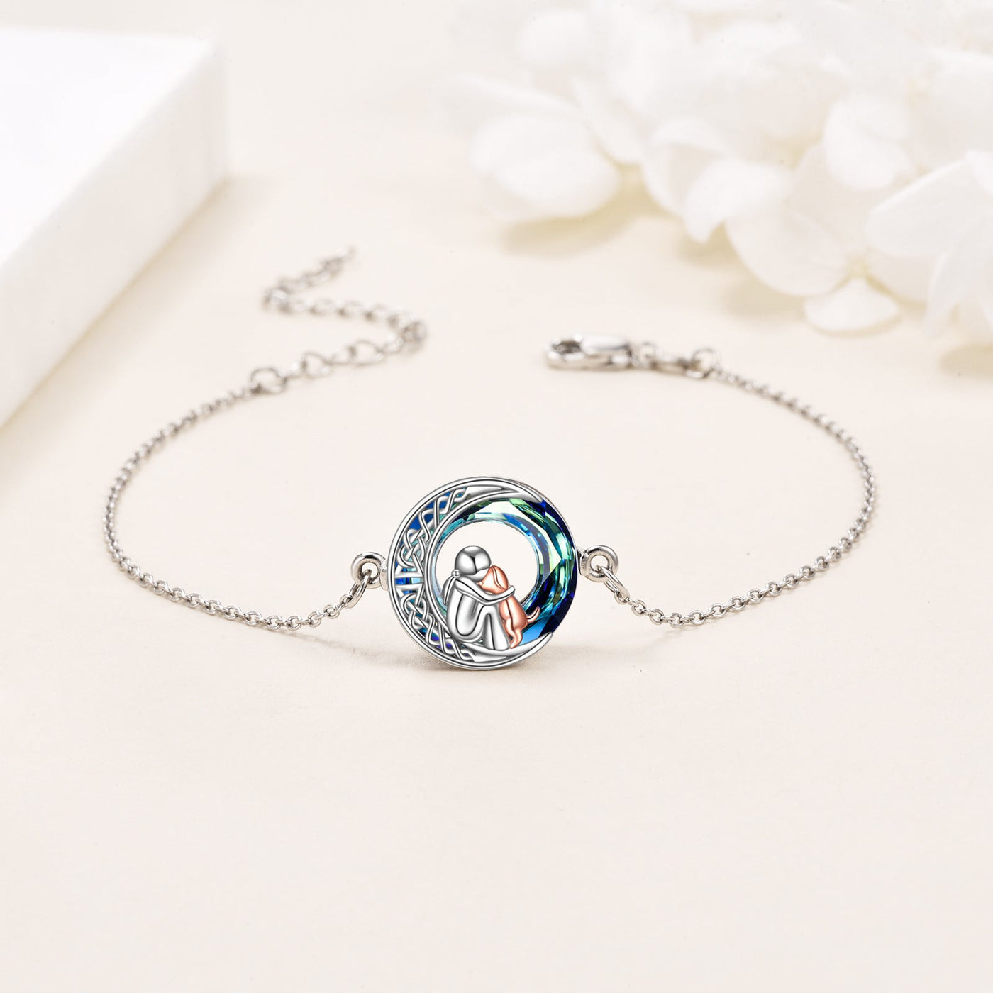 Verstellbares Glücks-Armband aus 925er Silber mit Hundemotiv
