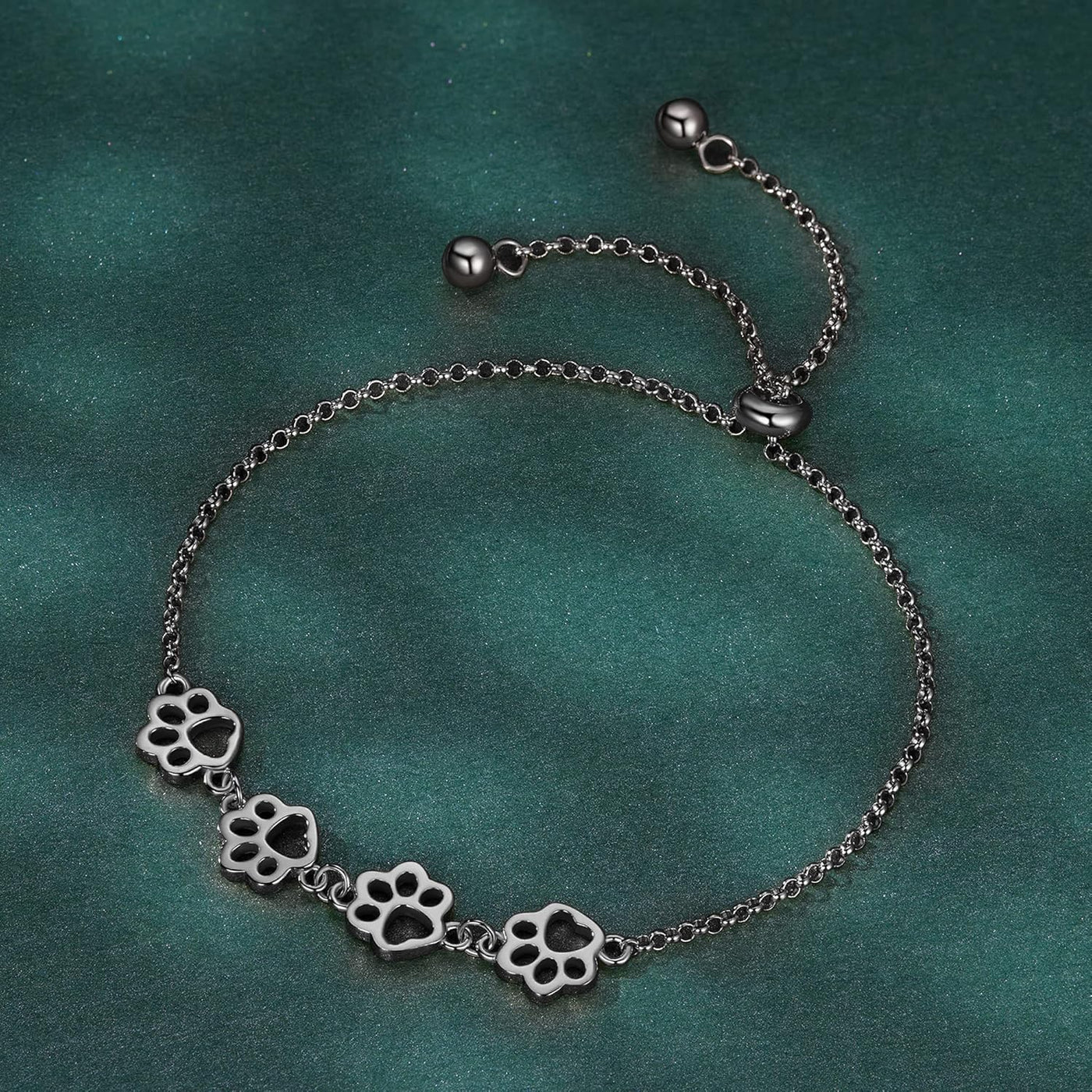 Sterling Silber Hund Pfotenabdruck Armband – Verstellbares Armband