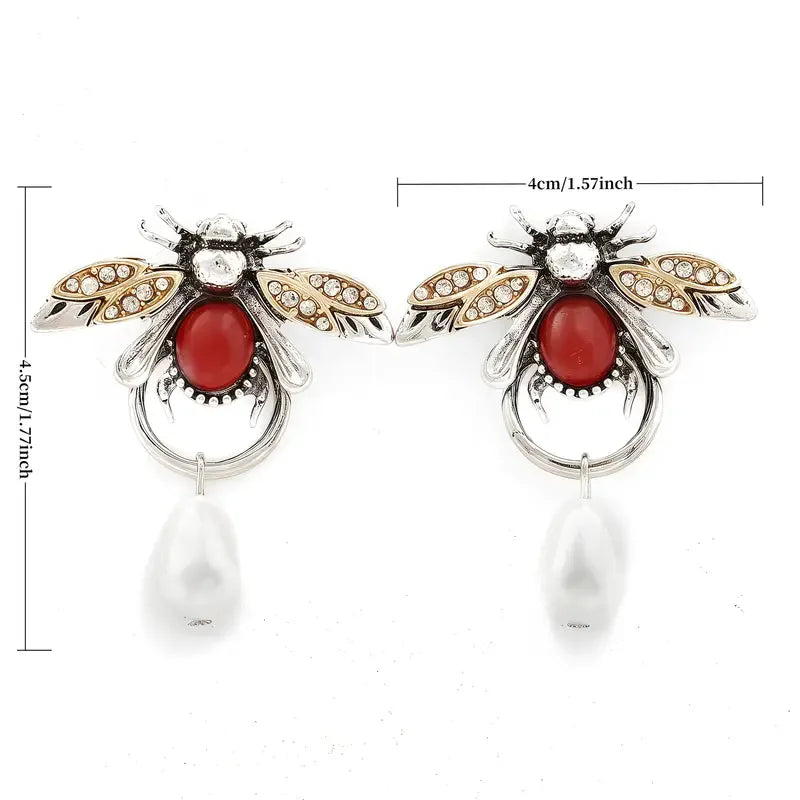 2pcs Retro Elegant Hypoallergenic Bee Pendant Earrings Accessories Suitable for Daily Wear or Parties,as Valentine's Day gift