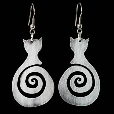 Vintage Hollow Spiral Symbol Cat Earrings for Women Gothic Simple Animal Dangle Earring Wedding Birthday Gift Statement Jewelry
