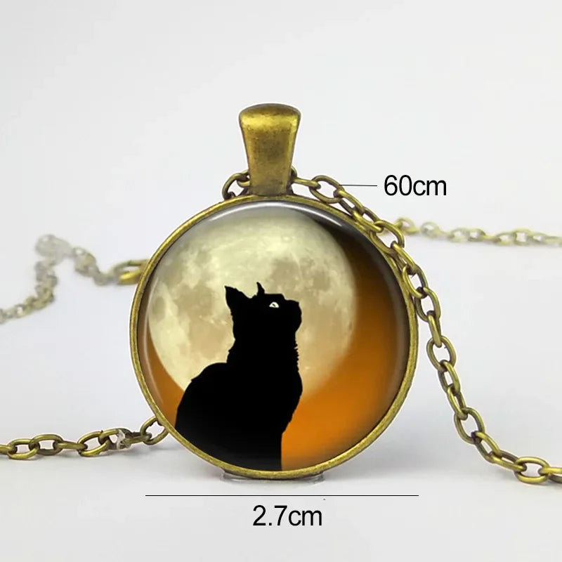 Round Bird Cat Dragonfly Fox Cabochon Glass Pendant Necklace For Women Girls Forest Animal Jewelry