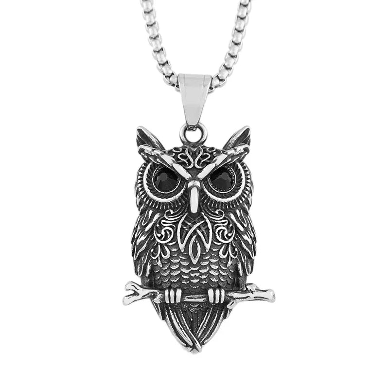 Popular Small Size Nordic Animal Necklaces Viking Owl Pendant Celtic Knot Amulet Stainless Steel Men's Jewelry Gift Dropshipping