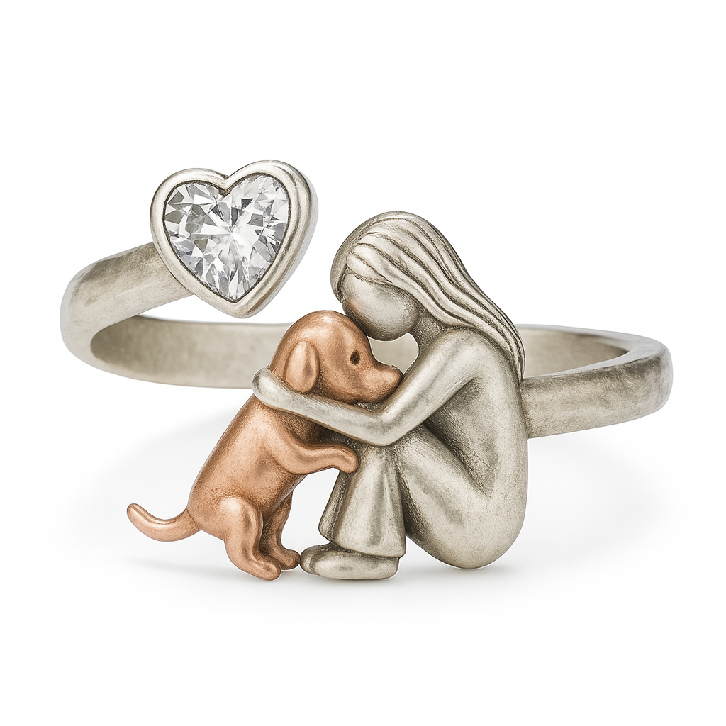 Handgefertigter Glücksring aus 925er Silber und weißem Zirkonia – Verstellbarer Ring