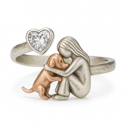 Handgefertigter Glücksring aus 925er Silber und weißem Zirkonia – Verstellbarer Ring