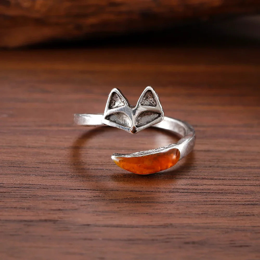 Vintage Cute Fox Shape Men and Women Open Adjustable Rings Fashion Small Animal Charm Party Jewelry Adjustable Rings
