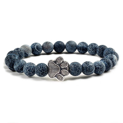Naturstein-Armband mit Pfotenanhänger – Elastisches Perlenarmband für Damen & Herren