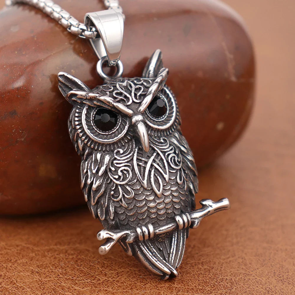 Popular Small Size Nordic Animal Necklaces Viking Owl Pendant Celtic Knot Amulet Stainless Steel Men's Jewelry Gift Dropshipping