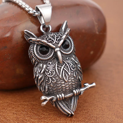 Popular Small Size Nordic Animal Necklaces Viking Owl Pendant Celtic Knot Amulet Stainless Steel Men's Jewelry Gift Dropshipping