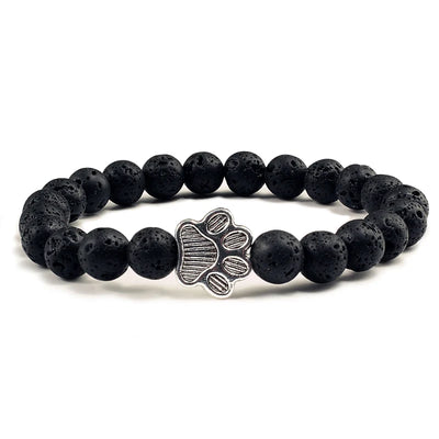 Naturstein-Armband mit Pfotenanhänger – Elastisches Perlenarmband für Damen & Herren