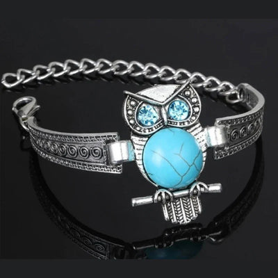 Classical Vintage Owl Turquoises Bracelet & Bangles for women men fashion jewelry silver plated Charm Friendship Bracelet
