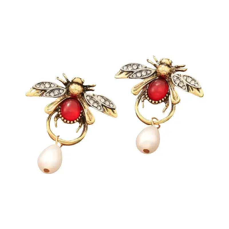 2pcs Retro Elegant Hypoallergenic Bee Pendant Earrings Accessories Suitable for Daily Wear or Parties,as Valentine's Day gift