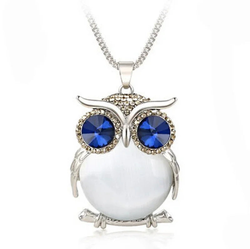 FSUNION Women's Rhinestones Crystal Owl Necklace Pendant Sweater Chains Jewelry Clothing Accessories Gifts 2025