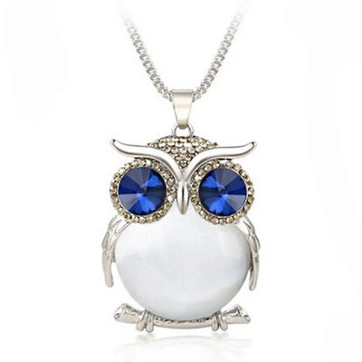 FSUNION Women's Rhinestones Crystal Owl Necklace Pendant Sweater Chains Jewelry Clothing Accessories Gifts 2025