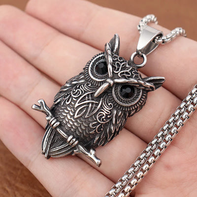Popular Small Size Nordic Animal Necklaces Viking Owl Pendant Celtic Knot Amulet Stainless Steel Men's Jewelry Gift Dropshipping