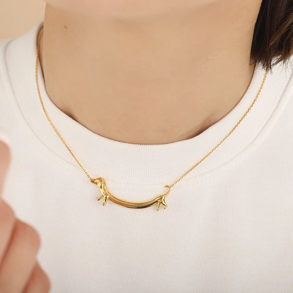 Goldene Dackel-Halskette für Damen