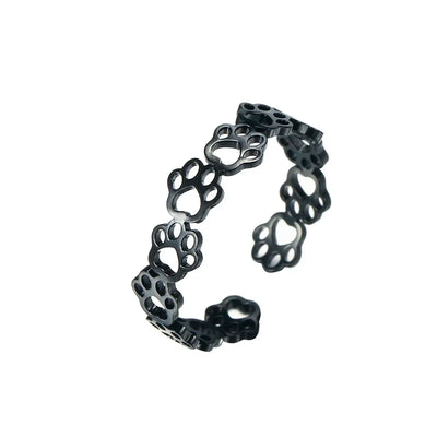 Pfotenring aus Edelstahl – Verstellbarer Fingerring mit Tiermotiv für Damen