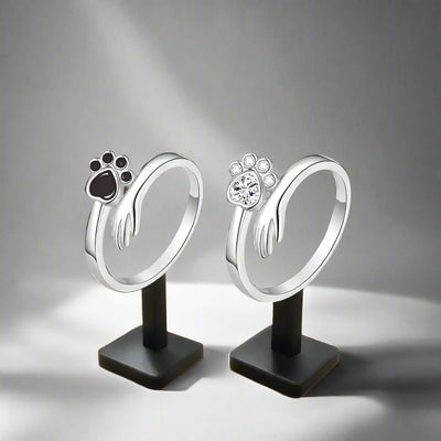 Verstellbarer Pfotenring aus 925er Silber – Hand-in-Pfote Design