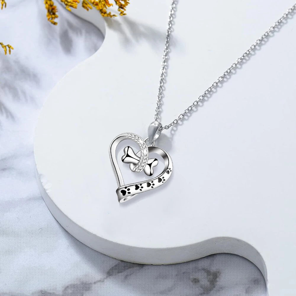 Schmuckset mit Hundepfote, Herz & Knochen – 2-teiliges Set