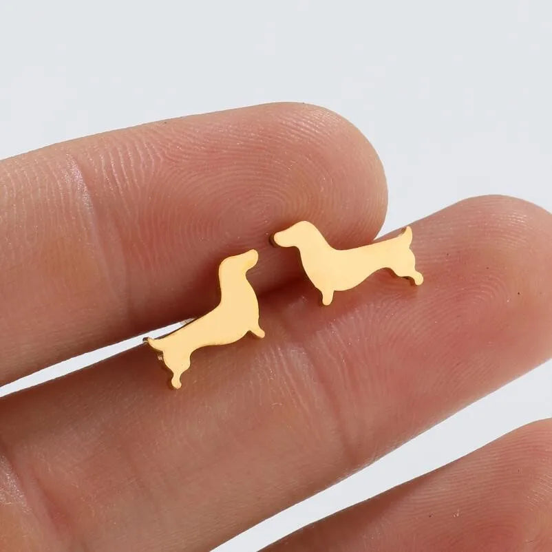 Dackel Ohrstecker – Minimalistische Hunde-Ohrringe aus Metall