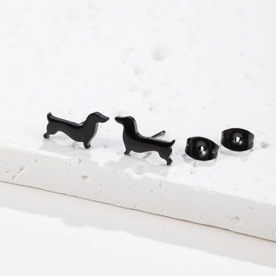 Dackel Ohrstecker – Minimalistische Hunde-Ohrringe aus Metall